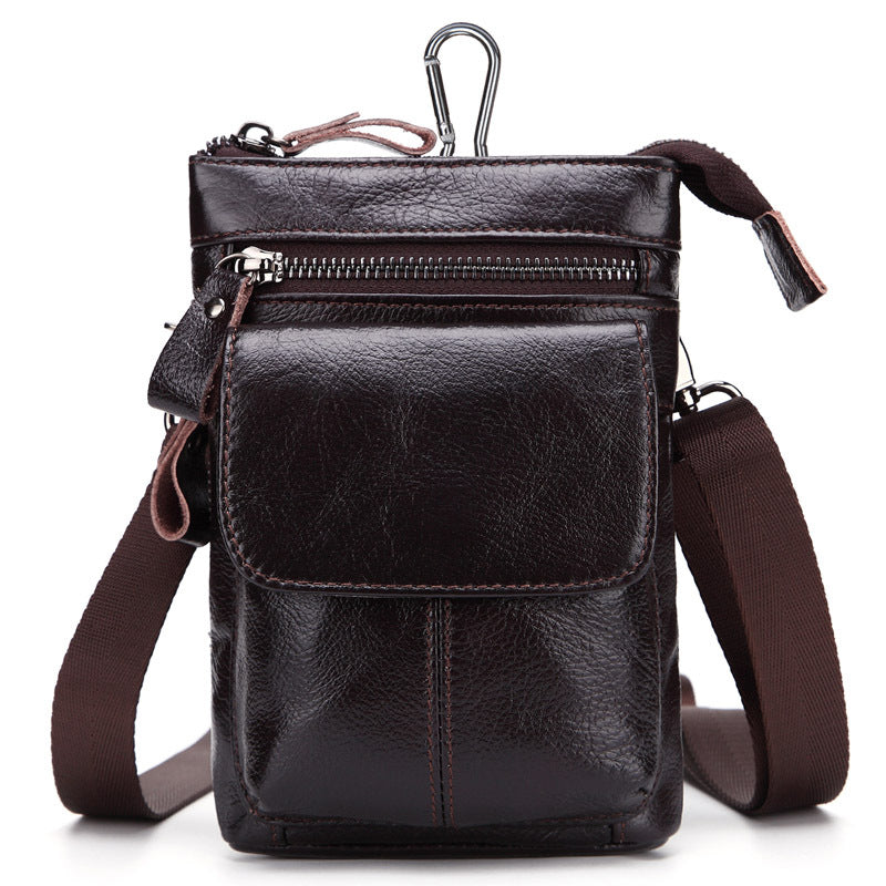 Men's Outdoor Leather Multi-function Waist Bag