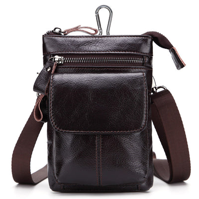 Men's Outdoor Leather Multi-function Waist Bag