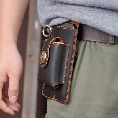 Genuine Leather Phone Holster Universal Cell Phone Holder With Belt Loop