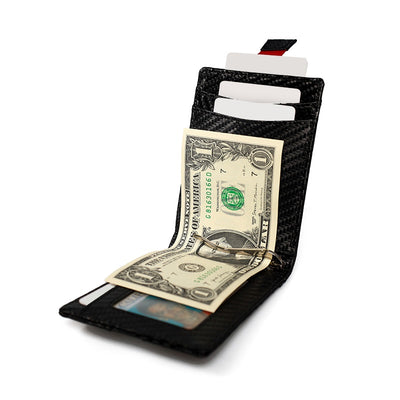 Quick Access Carbon Leather Airtag Wallet