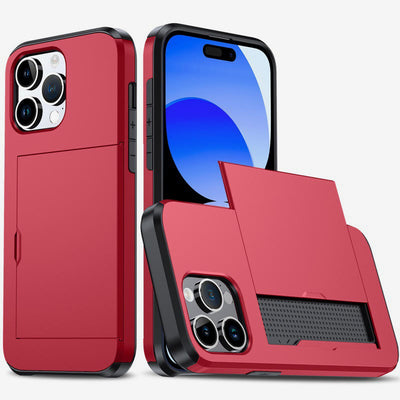 Iphone Slide Card Phone Case 2 In 1 Anti Fall Wallet Case for iPhone 14/15/16