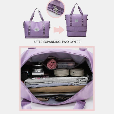 Super Large Capacity Waterproof Expandable Travel Handbag Expanding Two Layers