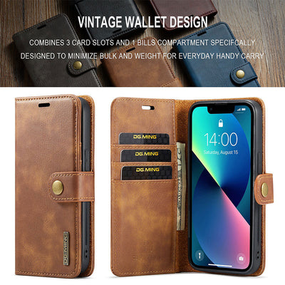 Magnetic Wallet Case for iPhone 13 Pro Max Multi Model Handmade PU Leather