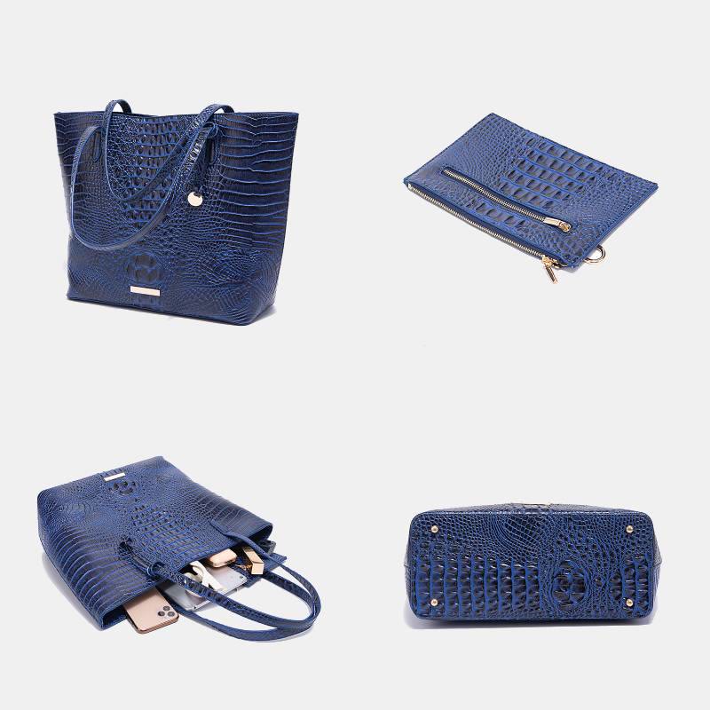 Tote For Women Daily Retro Crocodile Pattern Bag Set