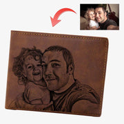 Personalized Mens Wallet Bifold Engraved Faux Leather Wallet for Dad