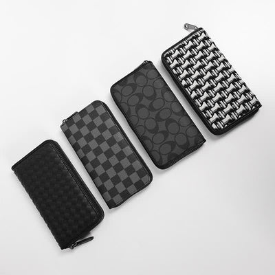 Leather Wallet for Men Zip Around Pattern Print Luxury Wallet Clutch