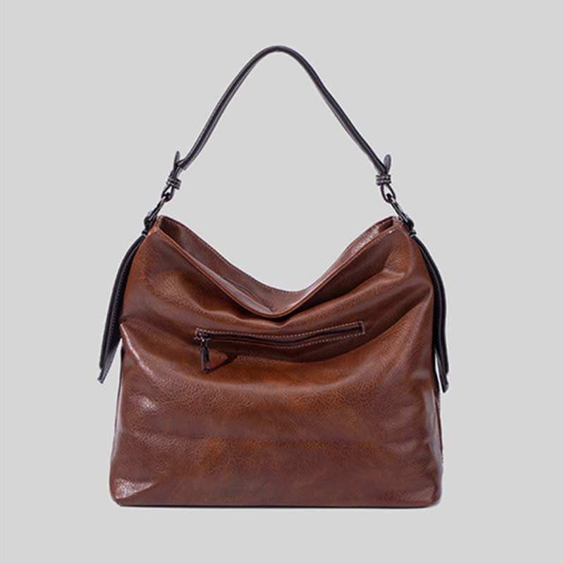 Retro Handbag for Women Large Designer Ladies Hobo Bag Leather Bucket Purse