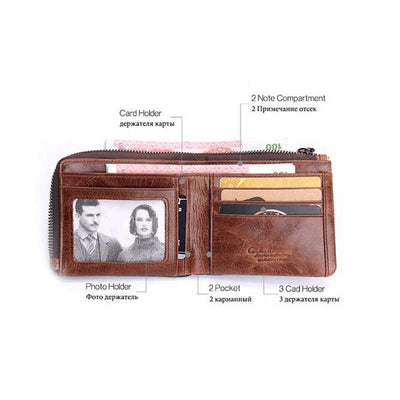 Vintage Leather Wallet Super Roomy Bifold Short Wallet for Men