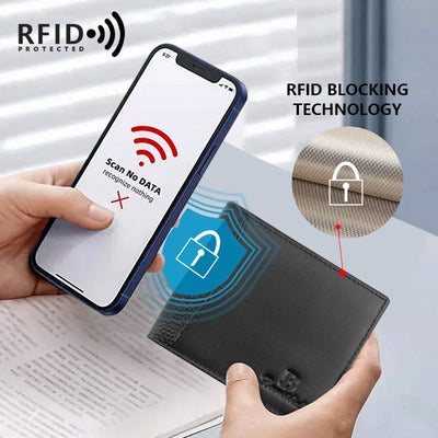 Leather Wallet For Men Anti Theft RFID Black Purse