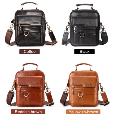 Genuine Leather Crossbody Bag Vintage Messenger Handbag for Men
