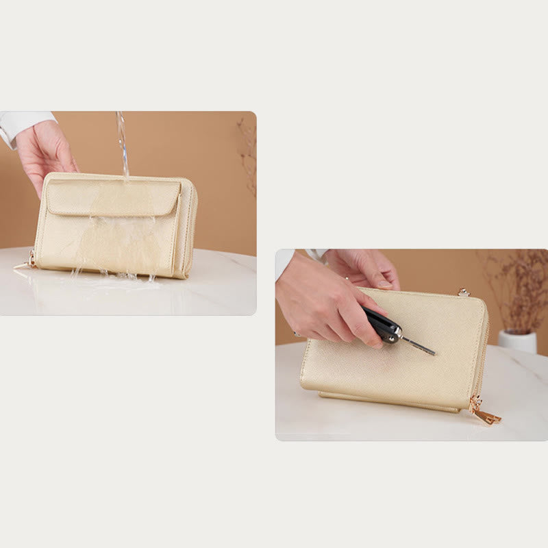 Vegan Leather RFID Blocking Phone Purse for Women Multi-Slot Crossbody Bag