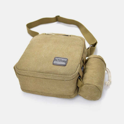 Vintage Canvas Crossbody Bag for Men Multifunctional Daypack Shoulder Bag