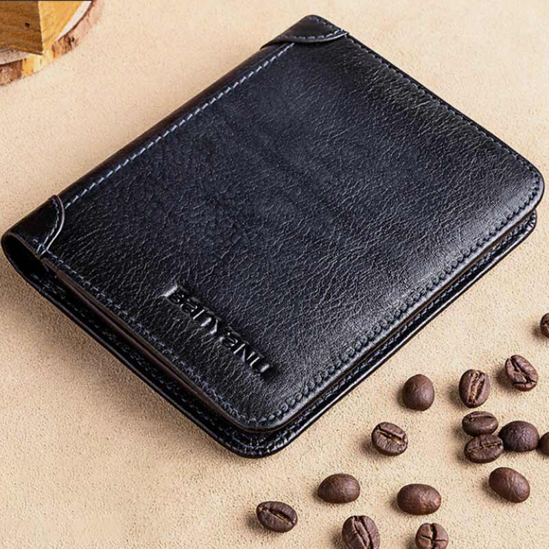 RFID Retro Genuine Leather Tri-fold Wallet