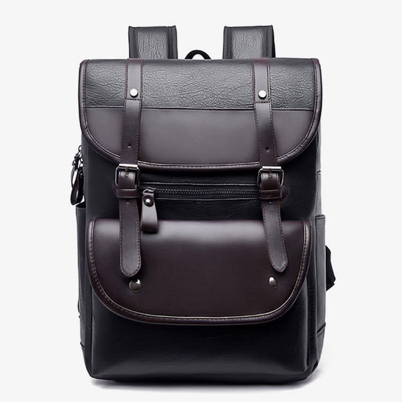 Leather Laptop Backpack for Men Large Capacity College Travel Office Daypack