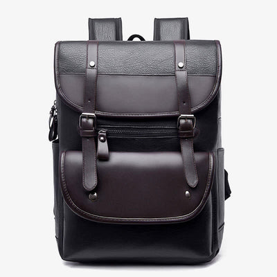 Leather Laptop Backpack for Men Large Capacity College Travel Office Daypack