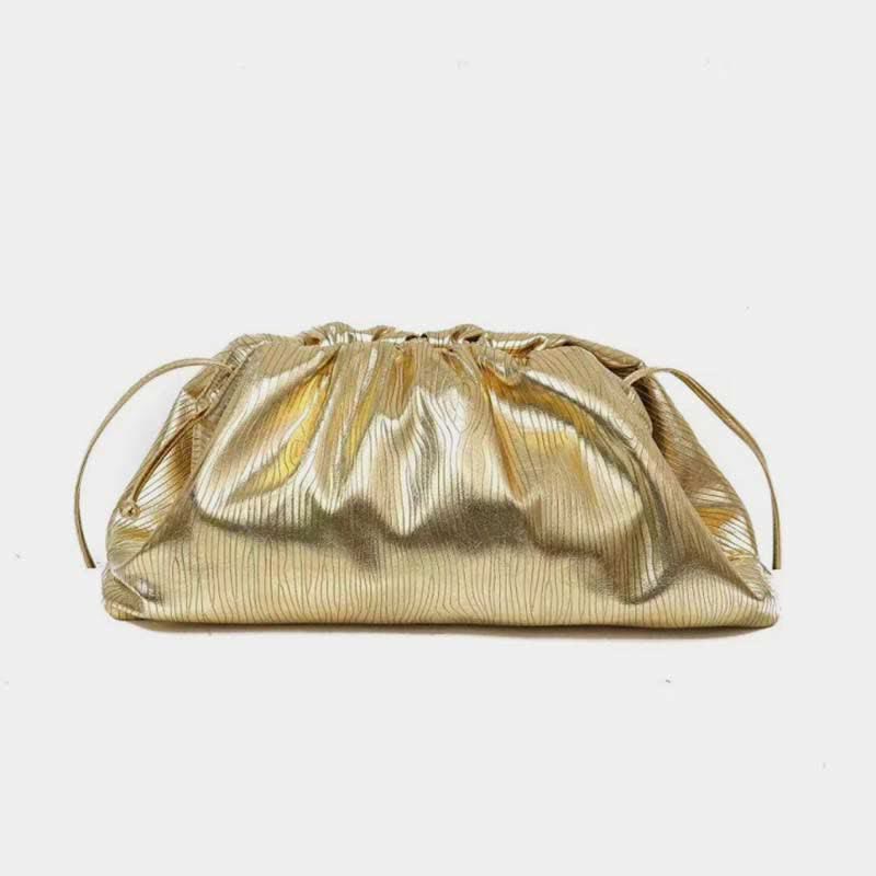 Dumpling Clutch Crossbody Bag Cloud Sparkly Metallic Purse for Women
