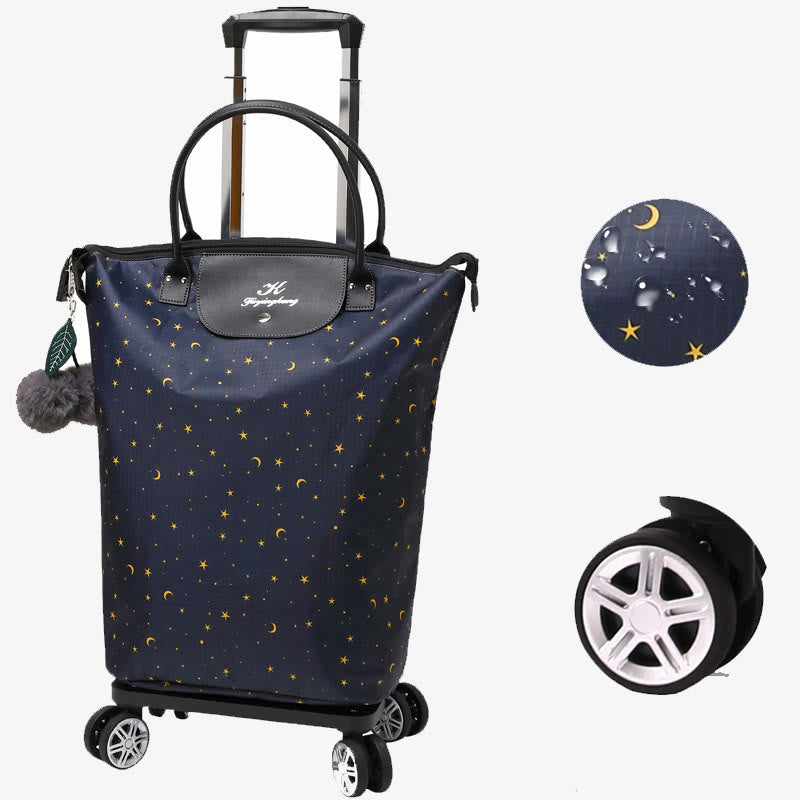 Multifunctional Portable Trolley For Women Detachable Folding Wheel Tote