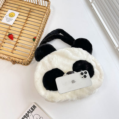 Cute Panda Shoulder Bag For Women Plush Underarm Bag