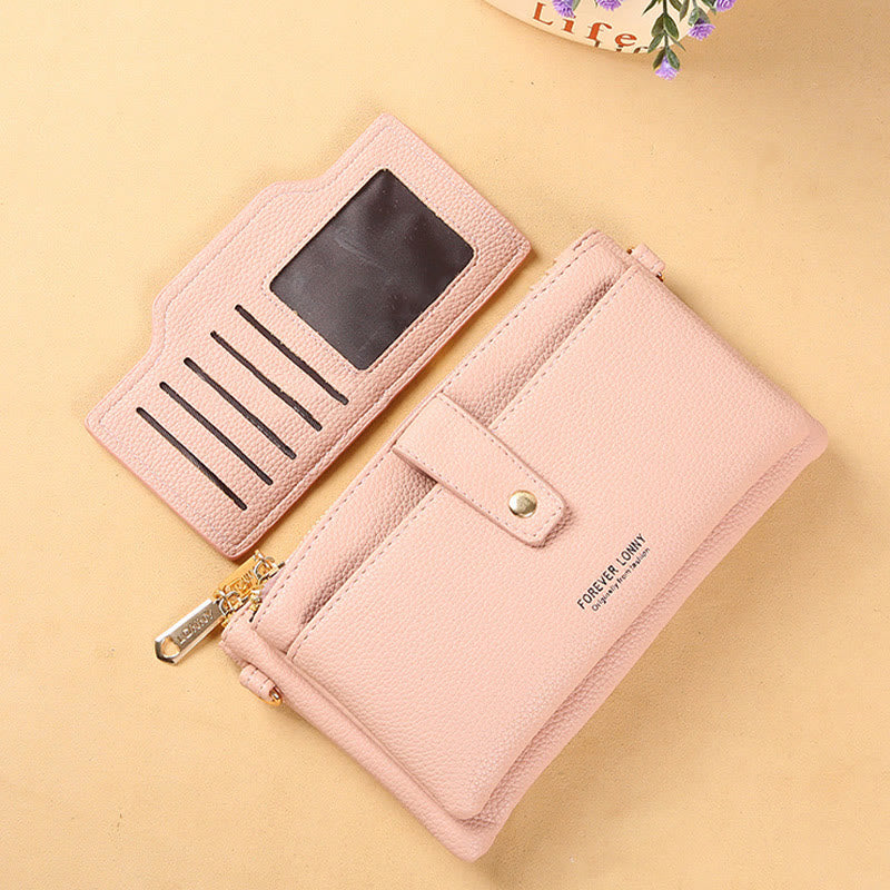 Double Compartment Phone Bag For Women Multifunctional Leather Crossbody Bag