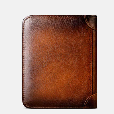 RFID Retro Genuine Leather Tri-fold Wallet