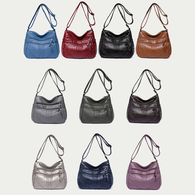 Vintage Large Capacity Shoulder Bag For Women Soft Leather Purse