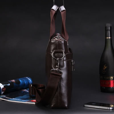 Mens Business Briefcase Laptop Shoulder Bag Leather Messenger Bag