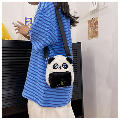 Cute Cartoon Panda Crossbody Bag Plush Toy Shoulder Bag