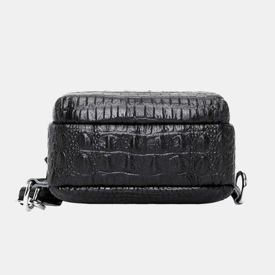 Crocodile Pattern Fashion Cowhide Leather Luxury Sling Bag for Men