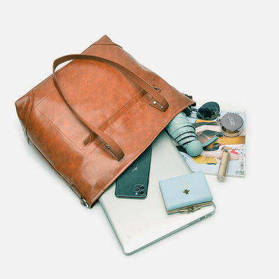 Retro Women Shoulder Bag Soft Vegan Leather Crossbody Travel Tote