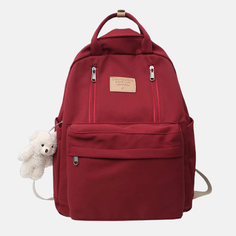 Backpack for Women Minimalist Plain Color Nylon Outdoor School Daypack