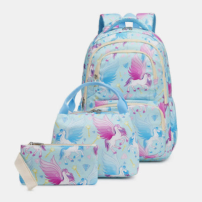 Unicorn Schoolbag Set for Girls Backpack Bookbag Lunch Bag Pencil Case