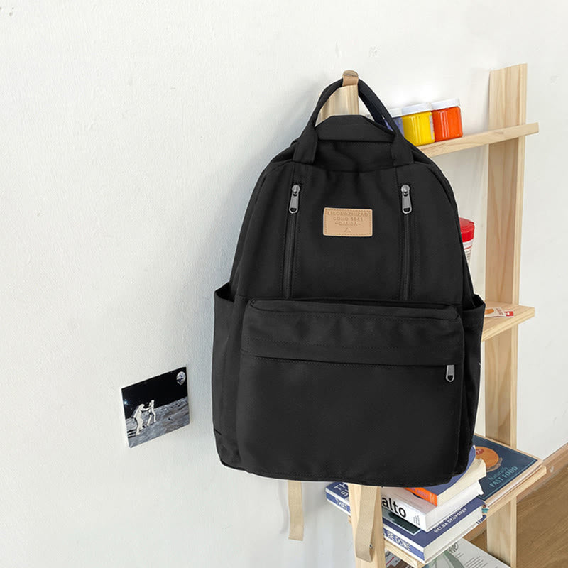 Backpack for Women Minimalist Plain Color Nylon Outdoor School Daypack