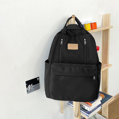 Backpack for Women Minimalist Plain Color Nylon Outdoor School Daypack