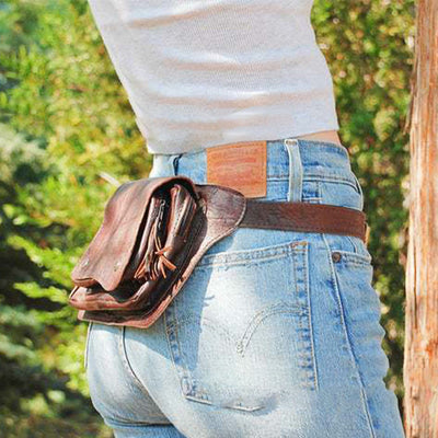 Retro Leather Waist Pack Lady Shoulder Waist Bag Belt Bag