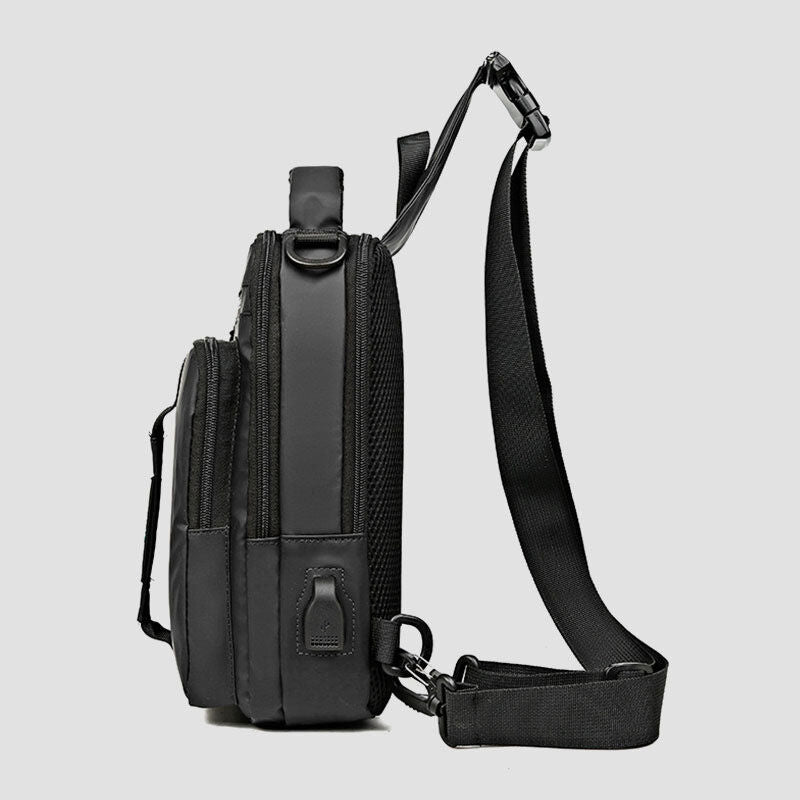 Waterproof Large Capacity Multi-Carry Sling Bag With USB Charging Port