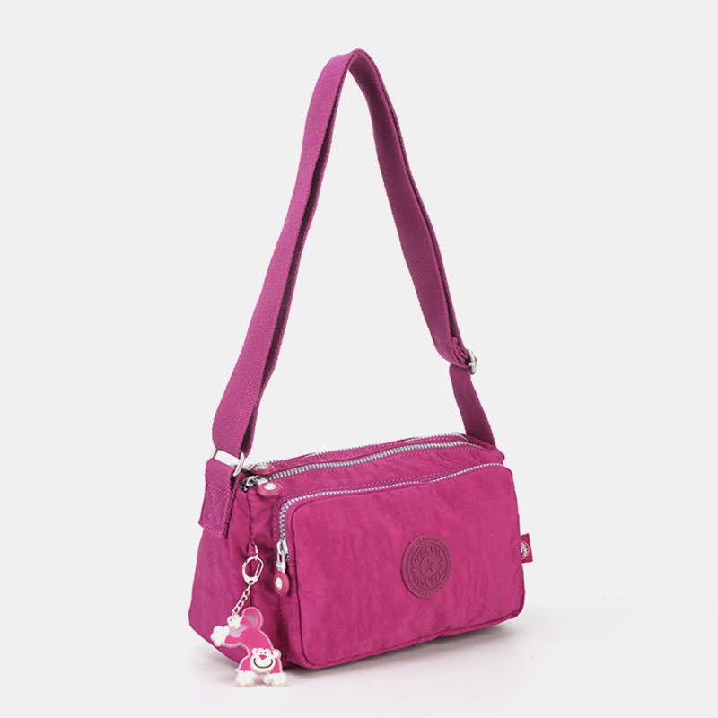 Crossbody Purses for Women Triple Zip Lightweight Nylon Shoulder Bag
