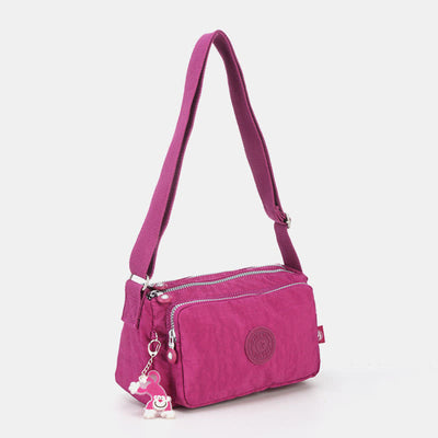 Crossbody Purses for Women Triple Zip Lightweight Nylon Shoulder Bag