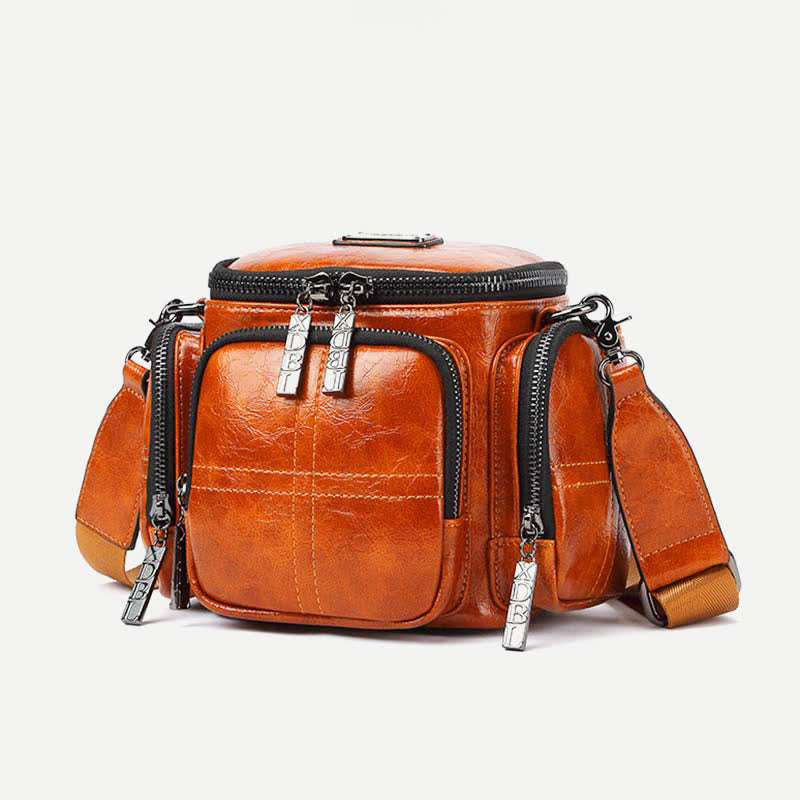 Retro Small Camera Bag for Women Oil Wax Leather Crossbody Purse