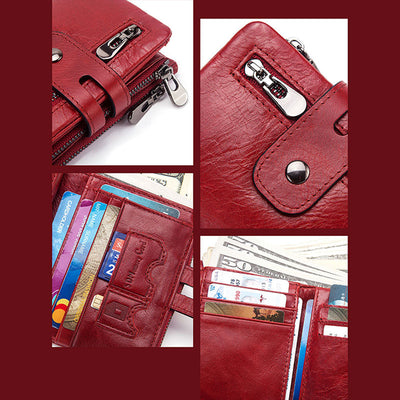 RFID Multifunctional Large Capacity Genuine Leather Wallet