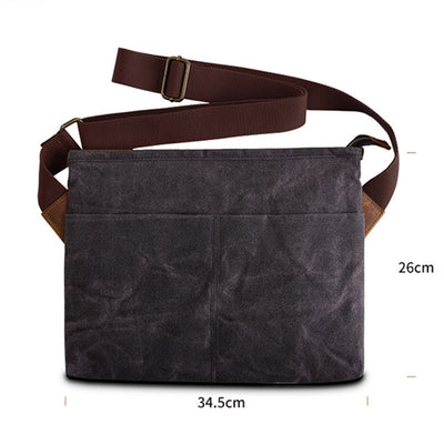 Retro Canvas Crossbody Bag Large Slim Laptop Bag Shoulder Bag