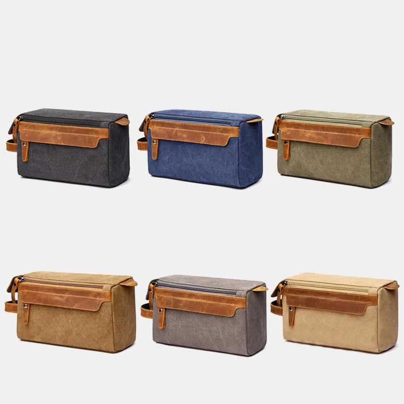 Retro Canvas Storage Makeup Pouch Travel Toiletry Bag for Women Men