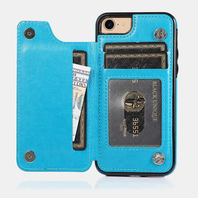 Leather Wallet Phone Case with Card Holder ID Window Compatible with iPhone Samsung