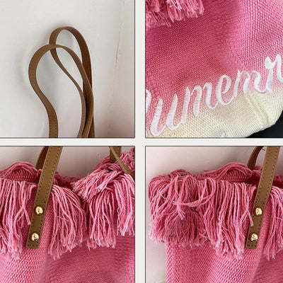Tote For Women Gradient Color Style Tassel Large Daily Purse