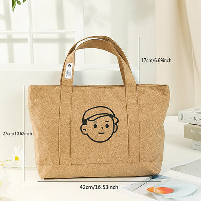 Floral Tote For Women Commuter Eco-Friendly Cork Shoulder Bag