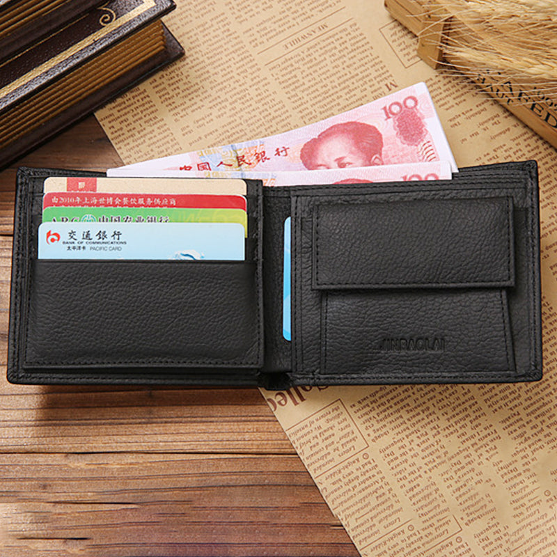 Genuine Leather Large Capacity Vintage Trifold Wallet