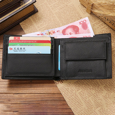 Genuine Leather Large Capacity Vintage Trifold Wallet