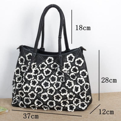 Genuine Leather Multicolor Flower Boho Handbag