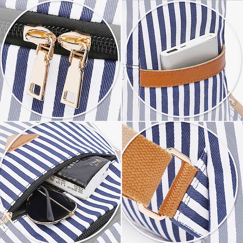 Large Capacity Anti-theft College Style Stripe Backpack