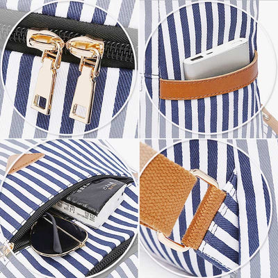 Large Capacity Anti-theft College Style Stripe Backpack