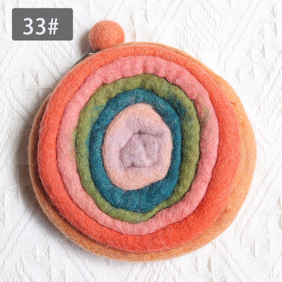 Round Coin Purse For Women Cute Wool Felt Clutch